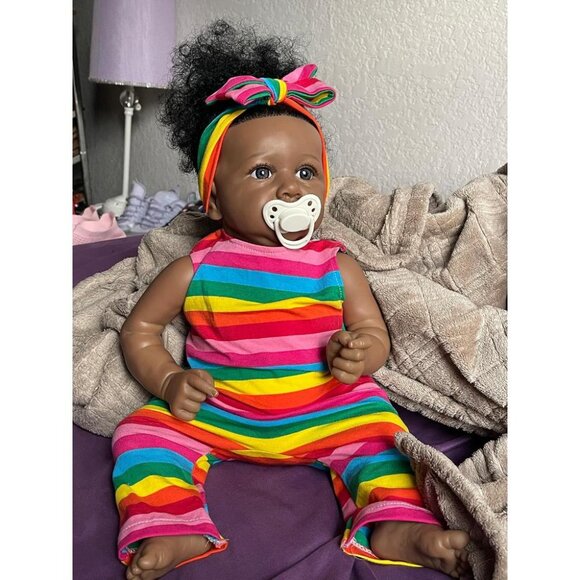 🆕22.8 Inch Reborn Doll with Soft Body African American Charlotte Girl Doll - Picture 4 of 13